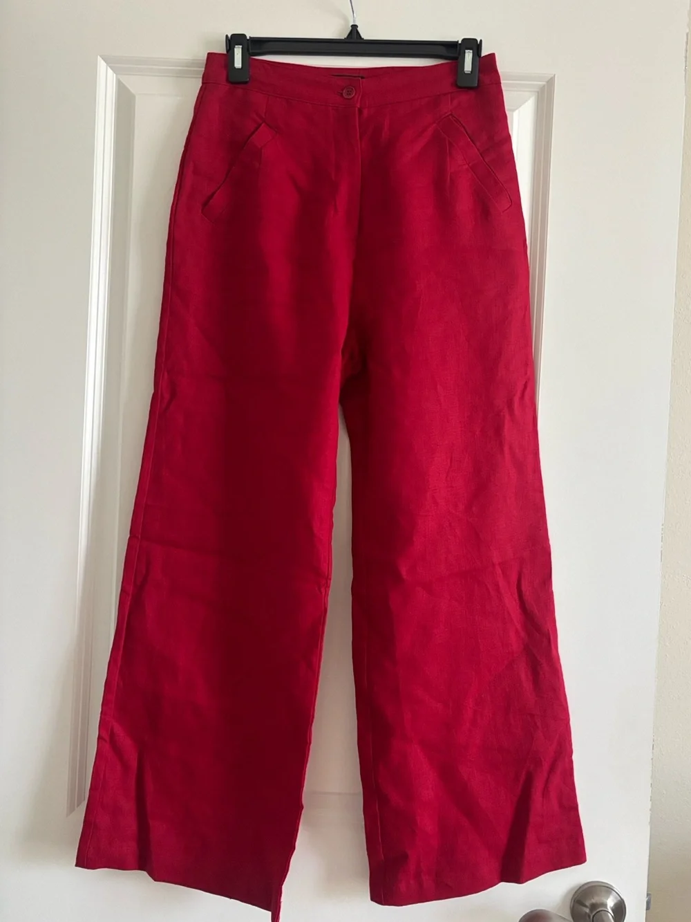 Reformation Women’s Size 2 Red High-Waisted Linen Wide-Leg Pants